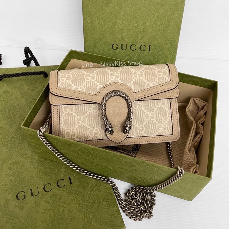 New Gucci Dionysus Super Mini Bag in Beige/White