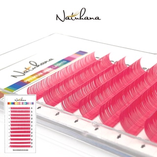 NATUHANA ชนิด C/D 12 แถว สีชมพู ขนตาปลอม สีรุ้ง สำหรับต่อขนตา ขนตามิงค์ ชนิด แต่งหน้า เบา ธรรมชาติ