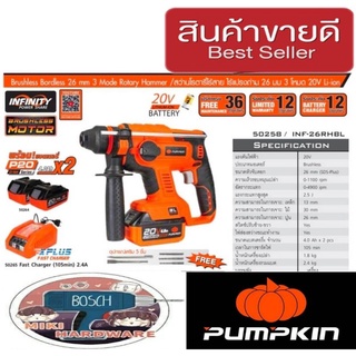 Pumpkin โรตารี่ไร้สาย 3ระบบ 26มม 20V(ครบเซ็ต)ของแท้100%