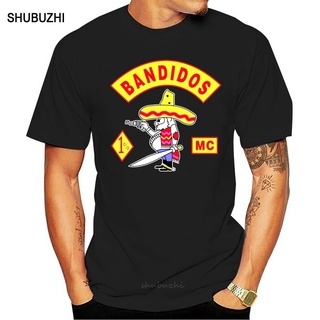 เสื้อยืดชาย - เสื้อยืดผ้าฝ้ายสนับสนุน Bandidos ท้องถิ่นของคุณ MC Worlwide สีดํา Bandidos Motorclub