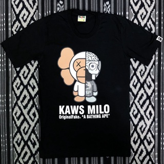 เสื้อยืดแขนสั้นลําลอง ผ้าฝ้าย 100% พิมพ์ลายกราฟฟิค Kaws Milo ไซซ์ M และ L 30s พลัสไซซ์ สีดํา สําหรับผู้ชาย XS-XXXL