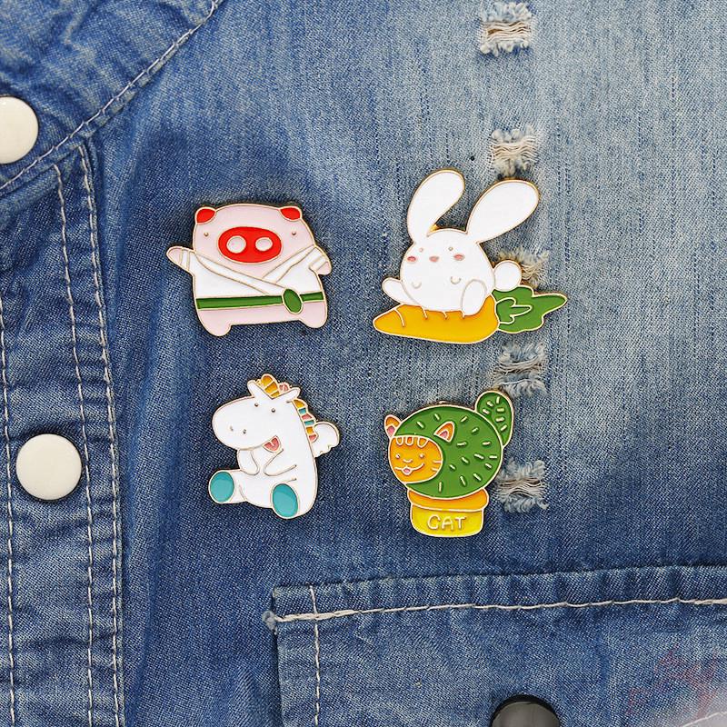 &gt; Ready Stock &lt; ❉ KPOP Pin❉1Pc Rabbit Pig Cat Unicorn Pins Metal Cosplay Collection Brooches