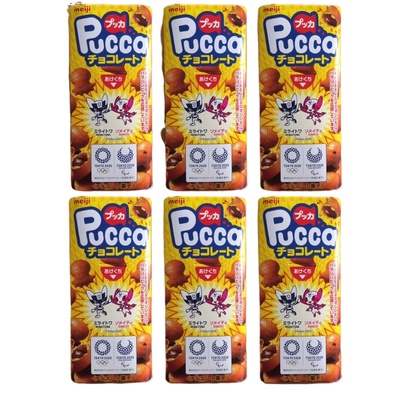 Meiji Pucca chocolate cream snacks x6 packs DIRECT FROM JAPAN!