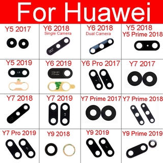 เลนส์กระจกกล้องด้านหลัง พร้อมสติกเกอร์ สําหรับ Huawei Y5 Y6 Y7 Y9 Pro Prime 2017 2018 2019