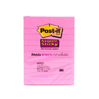 ซุปเปอร์สติกเกอร์โน้ต 4x3"(มีเส้น) สีชมพู Super note sticker 4x3 "(with lines) pink