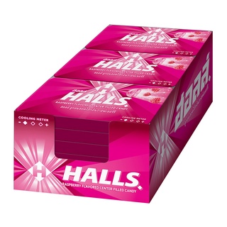 ฮอลล์ ชูทเตอร์ ลูกอมสอดไส้กลิ่นราสพ์เบอร์รี่ แบบแผง จำนวน 8เม็ด ยกแพ็ค 18แผง HALLS SOOTHER RASPBERRY