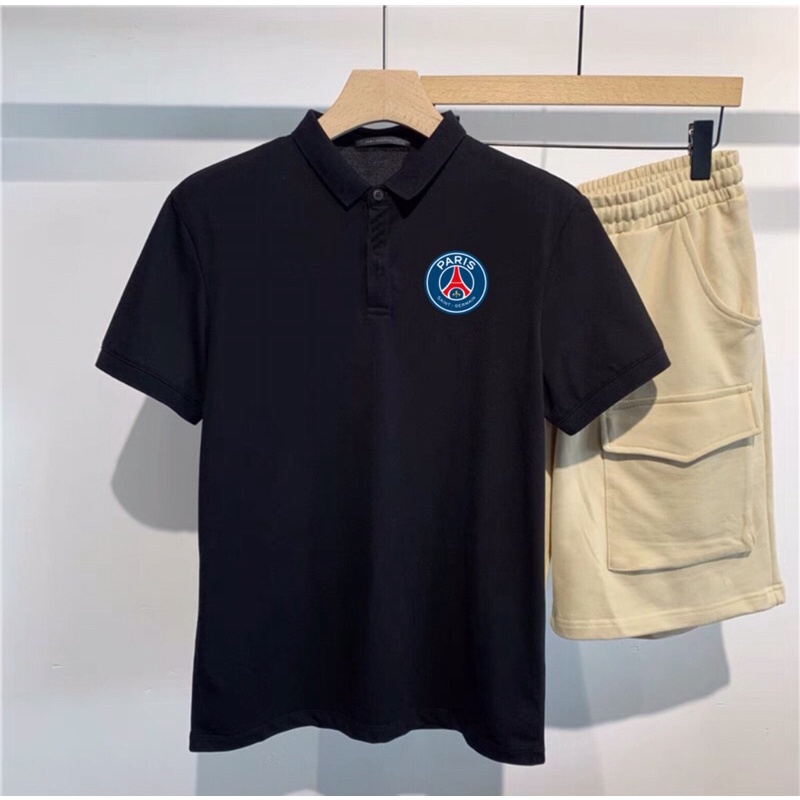Pari PSG Club Polo เสื้อฟุตบอลคอปกแขนสั้นแฟชั่นผู้ชายและผู้หญิงสไตล์สปอร์ต