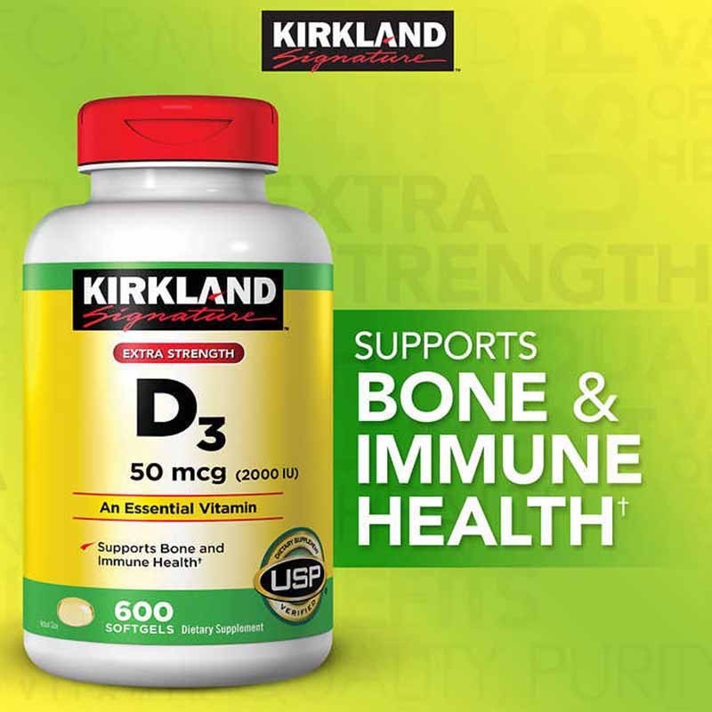 Kirkland Vitamin D3 Kirkland Signature Extra Strength D3 50 mcg 600 Softgels (Exp 02/2024)