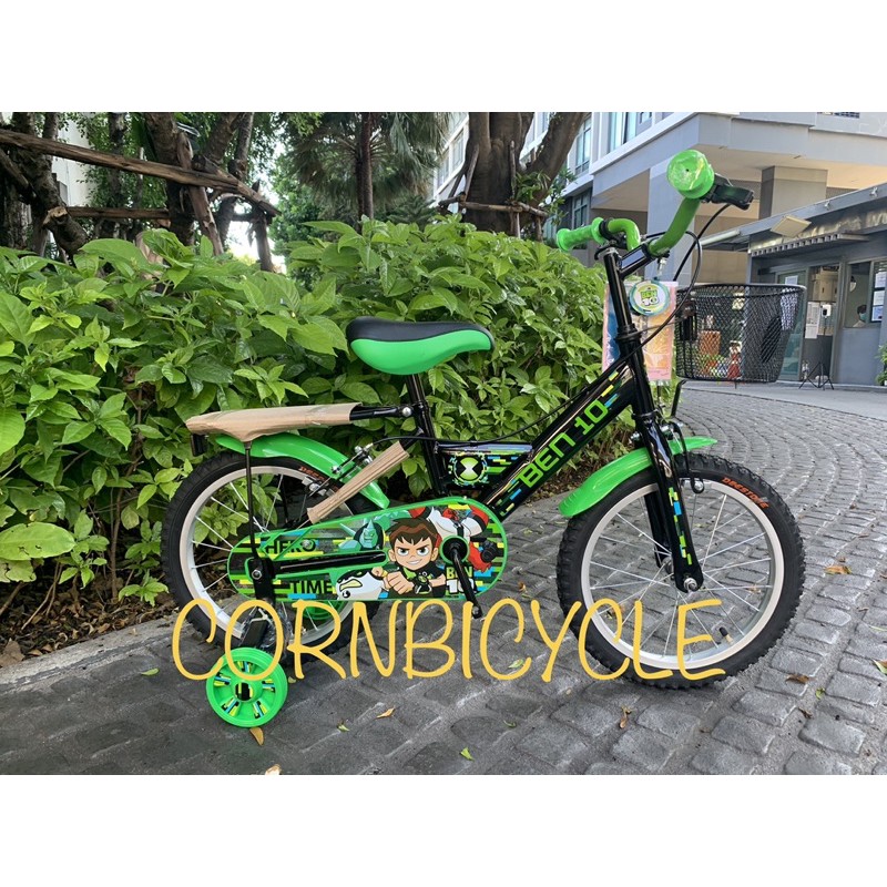 จักรยานเด็กลายเบนเทน TURBO รุ่น BEN 10 ขนาด 16นิ้ว ลายลิขสิทธิ์แท้ ทรงสวย มีตะกร้าหน้า ตะแกรงท้าย พร