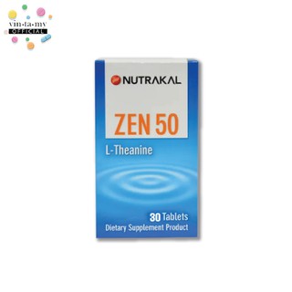 Nutrakal(นูทราแคล) ZEN 50 L-Theanine ช่วยในการคลายเครียด ช่วยให้หลับลึก ขนาด 30 เม็ด [EXP.04/09/2023]