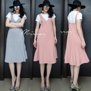 Sale ลดล้างสต็อค #  🔖MirrorSister เดรส (ไม่มีเสื้อด้านในนะคะ) เดรสสั้น Dress ชุด ชุดสั้น เอี๊ยม เดรสทำงาน น่ารัก ดี นิ่ม