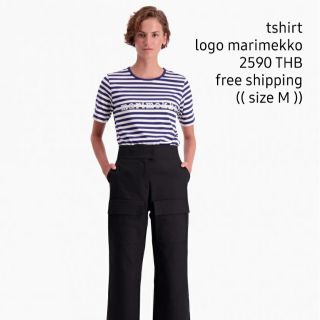 เสื้อยืด  logo MARIMEKKO • size M • ลายทางสีน้ำเงินเข้ม • ของใหม่ ของแท้ 100% ♡♡♡