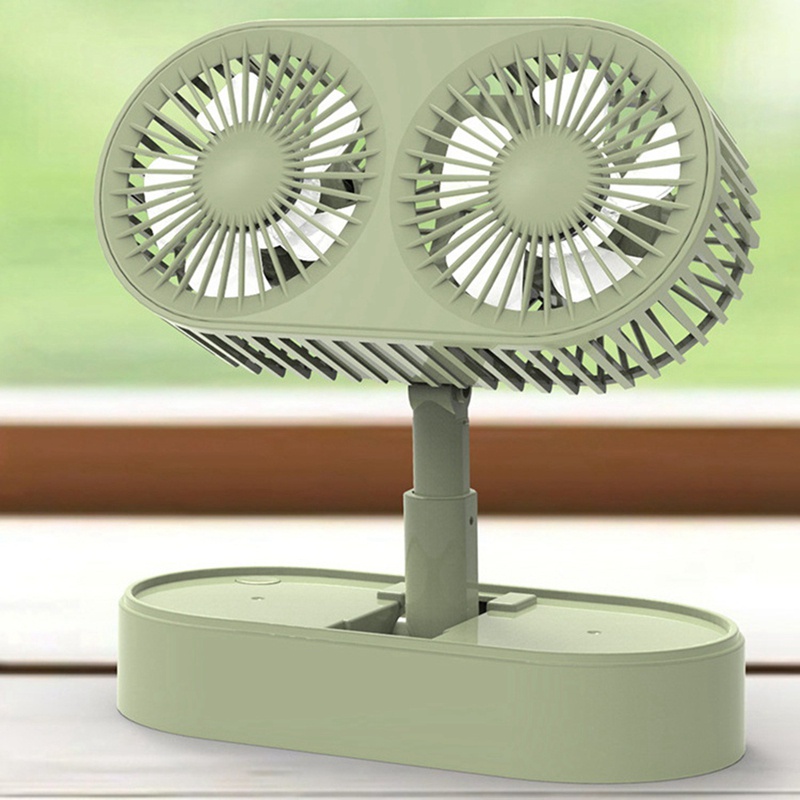 Double Head Mini Fan Portable Foldaway Fan USB Rechargeable Battery ...