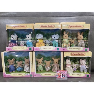 Sylvanian Floral Cat Sunny Rabbit Mouse Elephant Deer Bear Family มือ 1 รุ่น 3 ตัว แมว หนู ช้าง กระต่าย กวาง หมี ตุ๊กตา