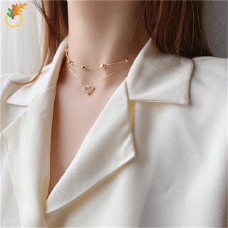 【COD Tangding】Multi - Layered Heart Full Diamond Necklace Choker Simple Chain Web Female Fashion Accessory