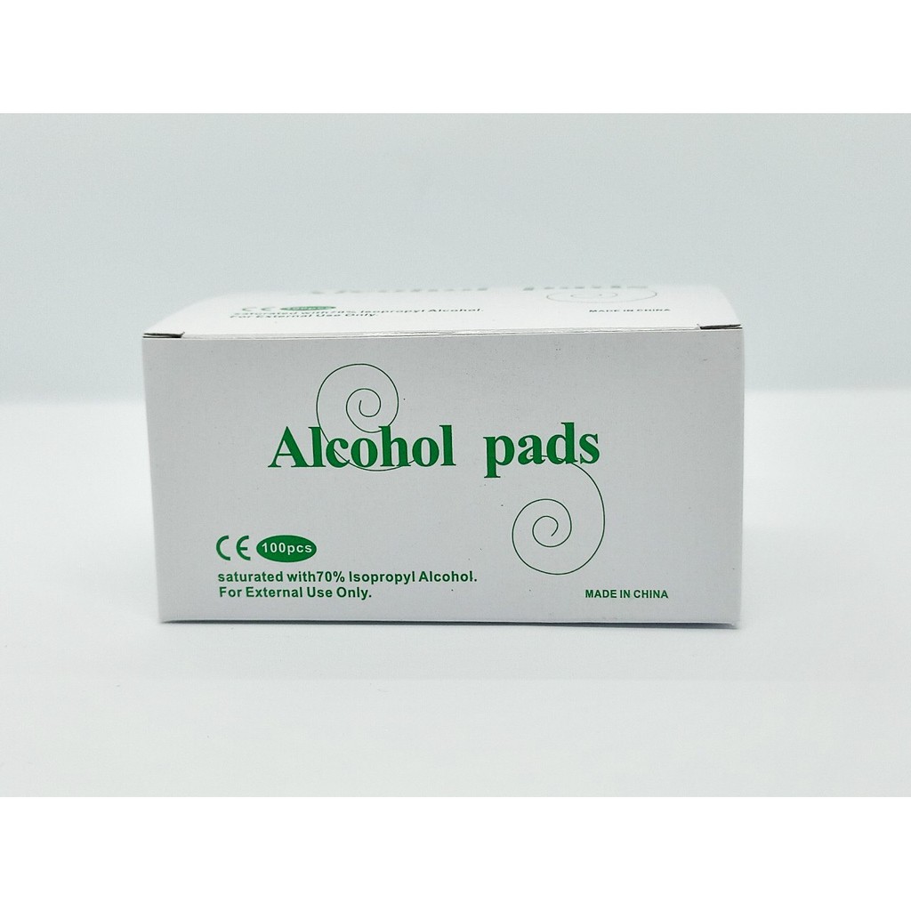 Alcohol pad 100 ชิ้น/กล่อง แอลกอฮอล์70% แบบเเผ่น สามารถใช้ทำความสะอาดได้
