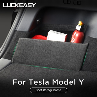 Tesla อุปกรณ์เสริมLUCKEASY Auto Accessories Interior For Tesla Model Y 2022 Car Back Trunk Left Side Right Side Storage