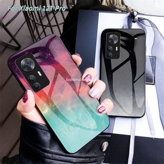 เคสโทรศัพท์มือถือกระจกนิรภัย TPU ขอบนิ่ม ลายหินอ่อน สําหรับ Xiaomi Mi 12T Pro 12Tro Xiaomi12T Mi12T Galaxy Starry Sky