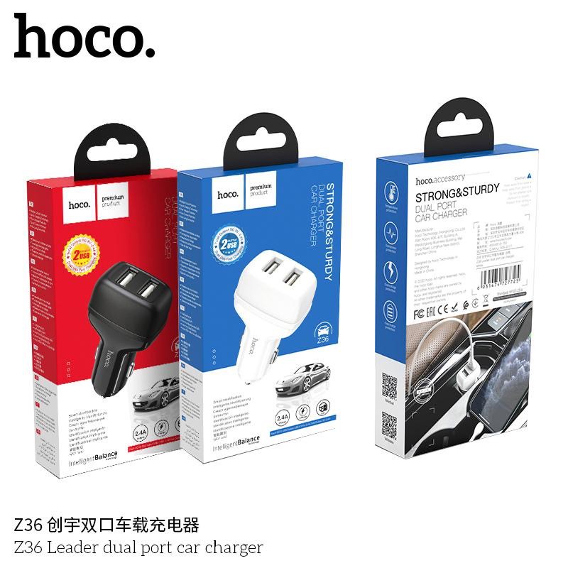 Hoco Z36 หัวชาร์จในรถยนต์ carcharger dual USB port 2.4A/2USB สินค้ามาใหม่!! ของแท้100%