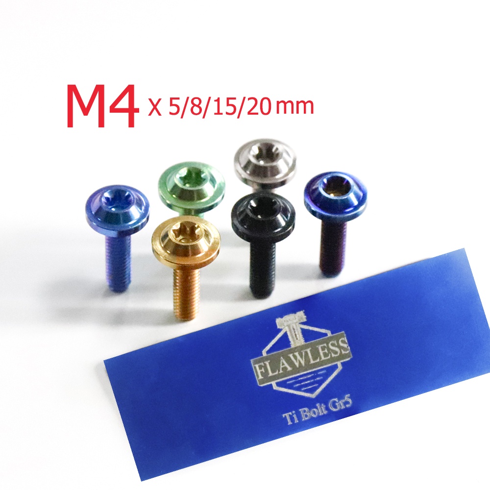 FLAWLESSTI M4X5-25 Gr5 Titanium Bolt Helmet Bodycover Bodywork Brake Fluid Bolt