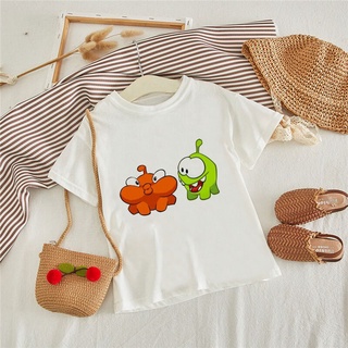 เสื้อยืดแขนสั้น พิมพ์ลายการ์ตูน Om Nom Stories Big Sister สีสันสดใส แฟชั่นฤดูร้อน สําหรับเด็กผู้ชาย และเด็กผู้หญิง