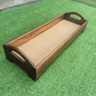 ถาดญี่ปุ่น ถาดอาหาร ถาดเสริฟอาหาร ถาดไม้ ไม้สัก 15cmx43cmx7cm Wooden tray