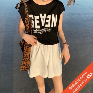 (พร้อมส่ง) เสื้อครอปแขนกุดผู้หญิงสีขาว oversize เสื้อผ้าสไตล์เกาหลี เสื้อบาสวัยรุ่นน่ารัก เสื้อสตรีท ลายสกรีนตัวหนังสือ