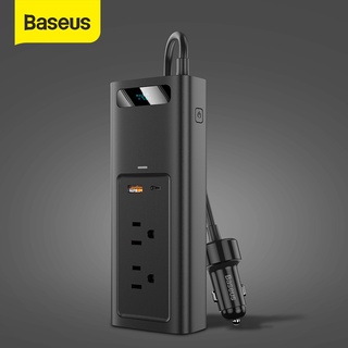 *Baseus ปลั๊กพ่วงในรถ 150W ขยายช่องชาร์จ 2 AC + USB +Type C Car Power Inverter DC 12V to AC 110V Converter