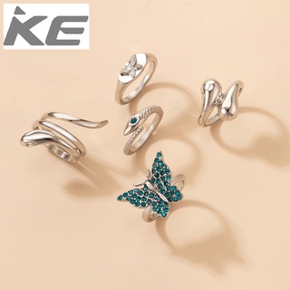 Jewelry Blue Butterfly Diamond Ring Set of Five Snake Irregular Ring Set for girls for women l