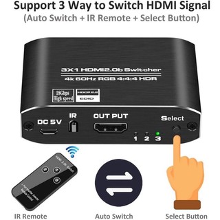 HDMI Switch HDMI 2.0 Switcher 4X1 Extractor HDMI 4K 60Hz HDR HDMI สวิทจอ