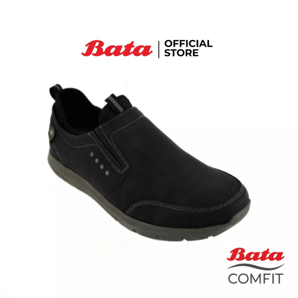 Bata COMFIT MEN'S CASUAL รองเท้าลำลองชาย หนังเทียม แบบสวม สีดำ รหัส 8516661