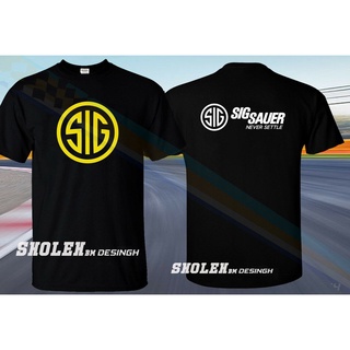 ขายดี!เสื้อยืดแขนสั้น คอกลม ทรงหลวม พิมพ์ลายโลโก้ Sig Sauer Never Settle Edition Limited Graphic Sholeh BM Desingh แฟชั่