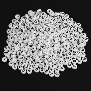 Superparis 500Pcs Round Acrylic Single Letter Beads A-Z White DIY Bracelet Pacifier Clip Accessories For Jewelry M