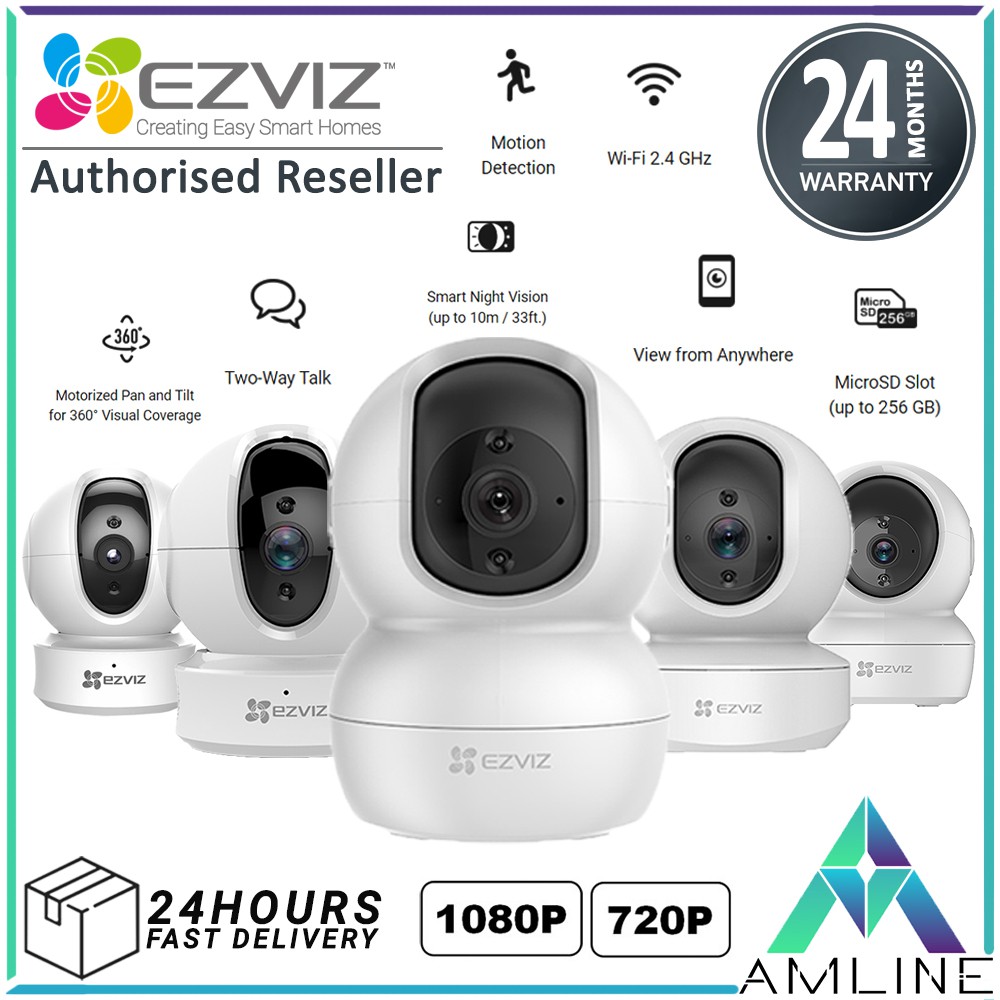 EZVIZ C6C 720P TY2 C6N C6CN 1080P 16GB - 128GB การติดตามการเคลื่อนไหวอัจฉริยะ Pan & Tilt WiFi กล้องว