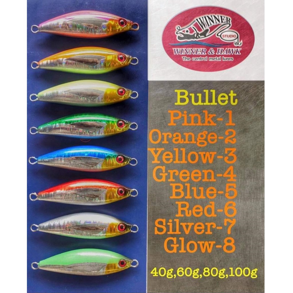 เหยื่อจิ๊ก ตกปลาทะเล / Metal Jig Winner & Hawk Bullet 40 - 100 กรัม