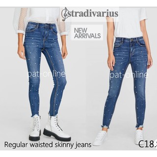 🔥👉👖 ยีนส์เอวสูง Stradivarius Regular waisted Pearl skinny jeans