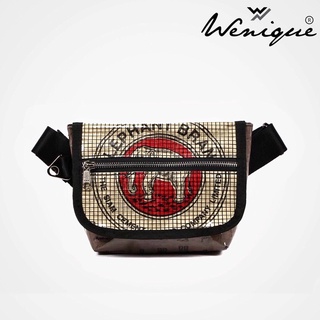 Belt bag ลายช้างแดงตาราง ขนาด 23*17*6 ซม. (A029)