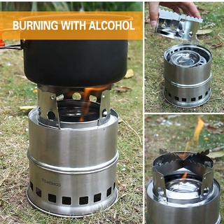 Camp Fire Stove Wood Gas Survival Stove เตาชีวมวล เตาสนามเดินป่า สแตนเลส พกพาสะดวก เตาสนาม เตาถ่าน เตาเดินป่า สำหรับ 4-6