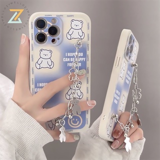 Zymllo เคส Vivo Y22 Y22S Y35 Y02S V25E Y16 4G V25 5G V23 V23E V15 V17 V19 V20 V20 Pro V20SE V21 V11i เทรนด์แฟชั่นสร้อยข้อมือหมีน่ารักซิลิโคนเคสโทรศัพท์