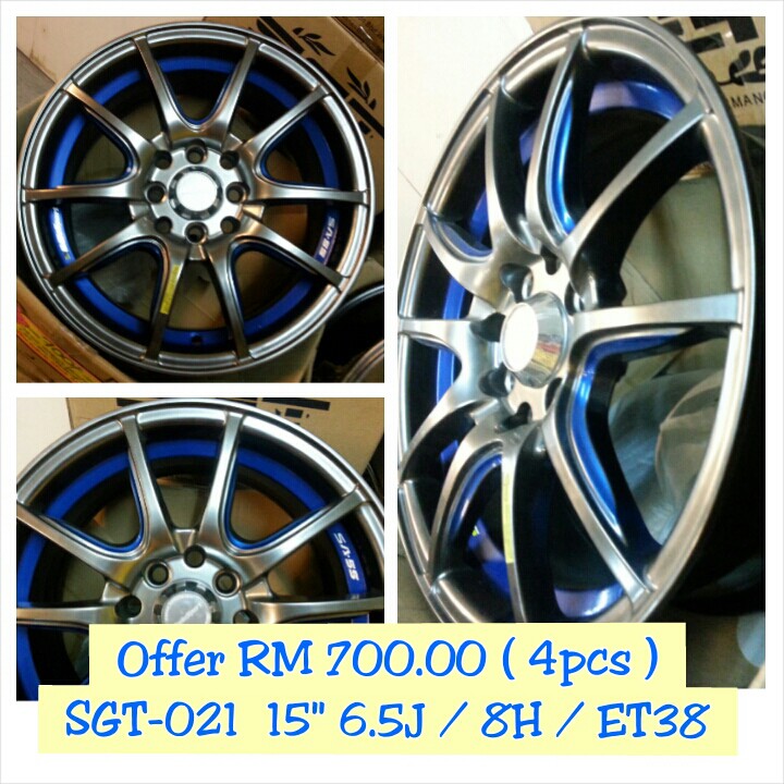 Alloy Rim Wheel 15" SGT-021 6.5J / ET38 / 4H 100 / 4H 114.3 1pc