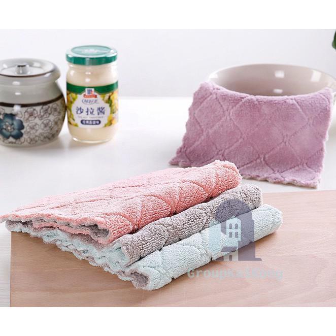 ผ้าทำความสะอาด ผ้าเช็ดโต๊ะ เช็ดจาน เนื้อนุ่ม ซึมซับน้ำได้ดี [พร้อมส่ง！！！ ] gk99