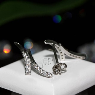 ต่างหูเงินแท้ 925 ประดับพลอยCZ Earring Silver 925 With Cubic Zirconia-(E24160046)