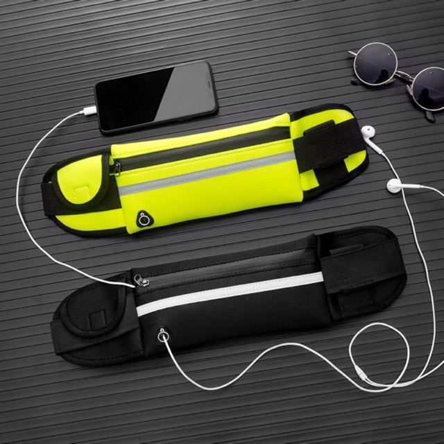 กระเป๋าผ้ายืด 🏃🏻🏃🏻📱📱🎧🎧🎵🎵กระเป๋าคาดเอววิ่งออกกำลังกาย ใส่โทรศัพท์ มีรูสายหูฟัง กันน้ำ running waist bag