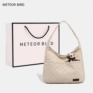 Meteor BIRD กระเป๋าสะพายไหล่ ผ้าแคนวาส ทรงโท้ท ขนาดใหญ่ จุของได้เยอะ แบบเรียบง่าย สําหรับผู้หญิง