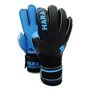 ราคาHARA Sports ถุงมือผู้รักษาประตู มีฟิงเกอร์เซฟ ถุงมือฟุตบอล - รุ่นGL05 สีดำฟ้า