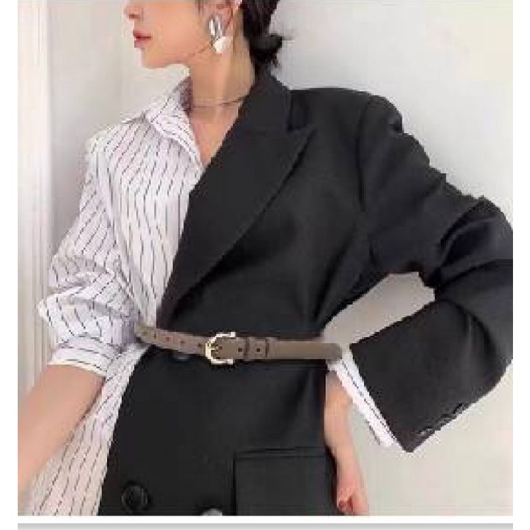 เข็มขัดหนังแท้ ผู้หญิงหนังแท้สายเรียบเนื้อเงาเรียบ LK226
