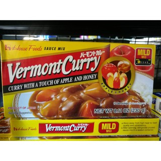 เครื่องแกงกะหรี่ ญี่ปุ่น ชนิดเผ็ดน้อย Vermont Curry バーモントカレー CURRY WITH A TOUCH OF APPLE AND HONEY NET WT 8.11 OZ 230 g.