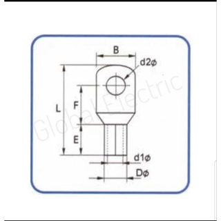 หางปลาทองแดงรุ่นหนา ทรงยุโรป Cable Lugs CL Type รุ่น CL16-8 T.Lug