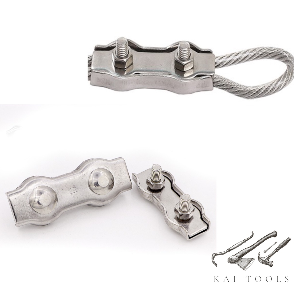 กิ๊บล็อคลวดสลิงคู่ สแตนเลส 304  สแตนเลสเชือกลวดคู่ จับคลิปยึดสายคาลิปเปอร์ ตัวยึดสลิง กิ๊บล็อค กิ๊ปล็อค - รูปที่ 7