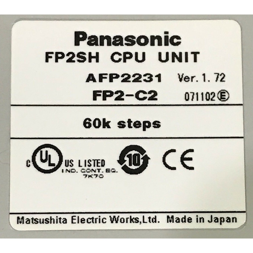 Nais Panasonic Matsushita FP2SH AFP2231 FP2-C2 FP2C2 CPU Unit PLC Ver.1.72  | Shopee Thailand